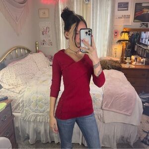 Y2K Red Sweater Top